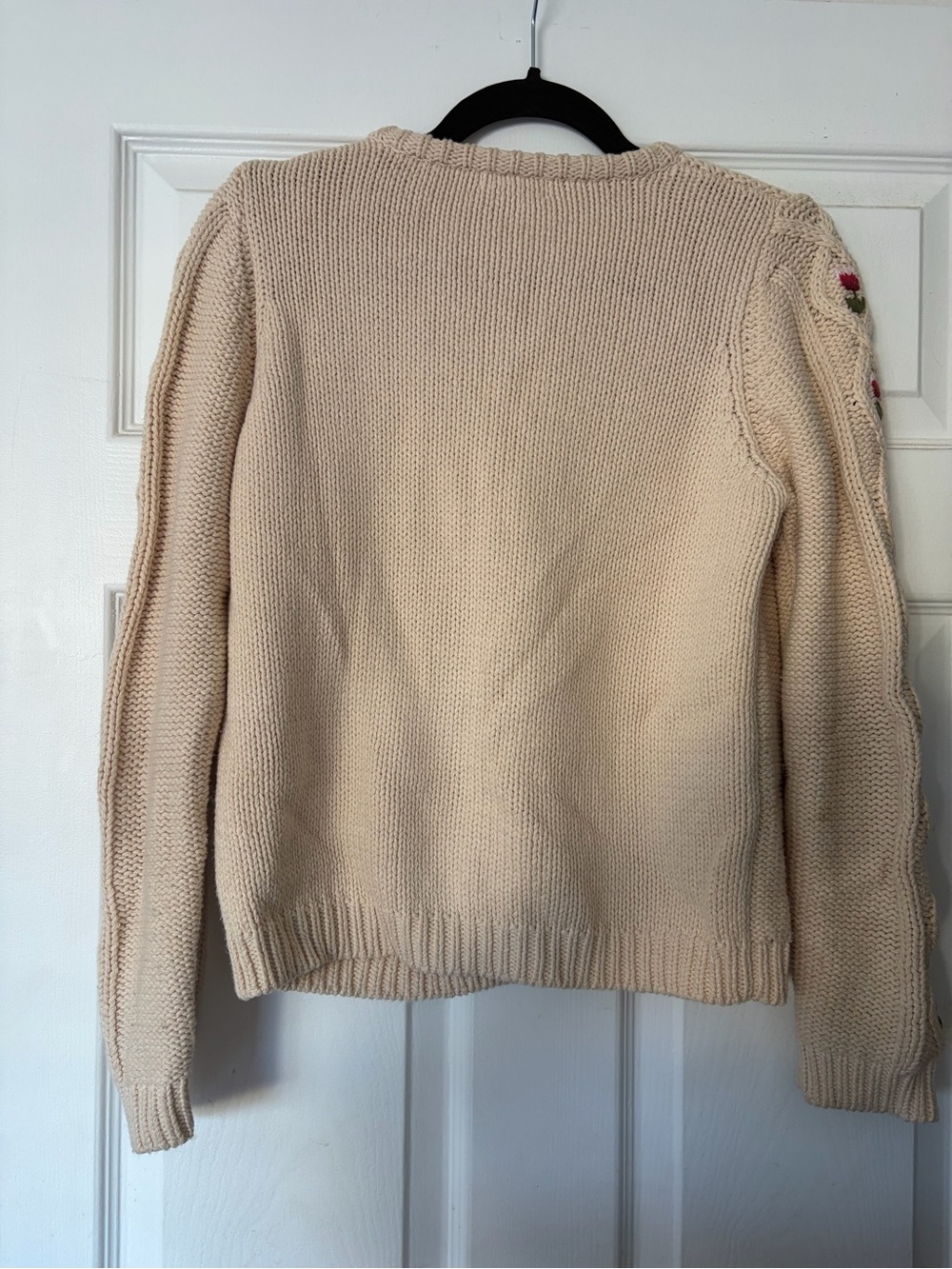 PINK CHICKEN Cream Floral Cable-Knit Cardigan Sweater - Picture 5 of 5